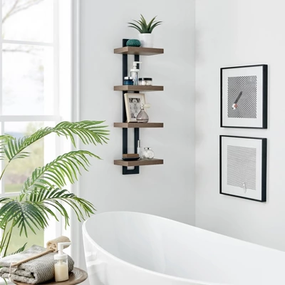 36" X 11" 4 Tier Ladder Bracket Floating Wall Shelf Unit - Danya B. 8 36" X 11" 4 Tier Ladder Bracket Floating Wall Shelf Unit - Danya B. - Image 8