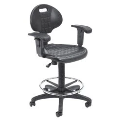 22"-32" Adjustable Height Polyurethane Task Office Chair With Arms Black- Hampden Furnishings