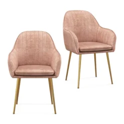 Costway Set Of 2 Velvet Dining Chairs Mid-Back Leisure Armchair W/ Gold Leg PinkGray -Baxton Studio Store GUEST 896e46ba ad2a 4c56 9aa0 1ee0d5c3e1b9