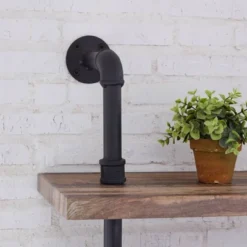 Modern Industrial 6-Tier Iron Pipe Wall Mount Ladder Shelf Distressed Wood - Danya B. -Baxton Studio Store GUEST 89e1343f dc4e 47ec ae73 749041b07608