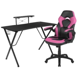 Flash Furniture Gaming Desk And Racing Chair Set With Cup Holder, Headphone Hook, And Monitor/Smartphone Stand -Baxton Studio Store GUEST 8a12d3f1 6910 41d5 a1ae 995cd7cea7f0