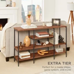 Best Choice Products 55in Industrial 4-Tier Console Table W/ Tall Shelves, Metal Frame -Baxton Studio Store GUEST 8a5d65a5 59be 4ae8 b9a1 57d3618089a6