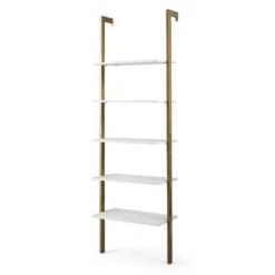 Tangkula 2PCS 5-Tier Ladder Shelf Wood Wall Mounted Display Bookshelf Metal Frame -Baxton Studio Store GUEST 8a62bdb1 5b20 41ec b9f3 c028e8388f0a