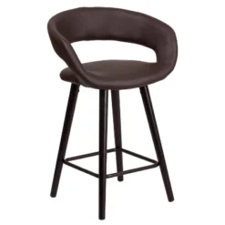 Flash Furniture Brynn Series 24'' High Contemporary Vinyl Rounded Back Counter Height Stool With Cappuccino Wood Frame -Baxton Studio Store GUEST 8b2b468f 8f16 4a25 aa04 8f1514b1c6ea