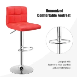 Costway Set Of 2 Bar Stools Adjustable Swivel Kitchen Counter Bar Chair PU Leather Red Full Back -Baxton Studio Store GUEST 8bebccc0 3ae0 4829 879d b380cfefd874