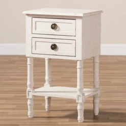 Lenore Country Cottage Farmhouse 2 Drawer Nightstand White - Baxton Studio -Baxton Studio Store GUEST 8c4f9cfd 9007 4a24 a9d1 ac7b9863b605