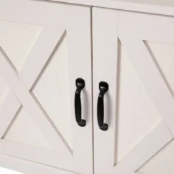 60" Brayden Modern Farmhouse TV Stand For TVs Up To 64" With Storage Cabinets White/Rustic Oak - Taylor & Logan -Baxton Studio Store GUEST 8c8f5d35 70ad 4b56 b35e 396935db8e2c