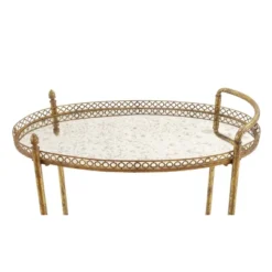 Oval Mirror Rolling Bar Cart Gold - Olivia & May -Baxton Studio Store GUEST 8d0233ee 42ba 4e94 868b 43cb044e3e9e