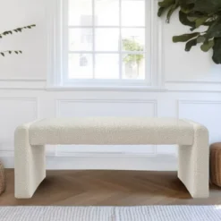 Kaia 47" Minimalist Aesthetic Look Teddy Waterfall Upholstered Bench-The Pop Maison 15 Kaia 47" Minimalist Aesthetic Look Teddy Waterfall Upholstered Bench-The Pop Maison -Baxton Studio Store GUEST 8d652e2b b255 45e3 a358 98501636589f