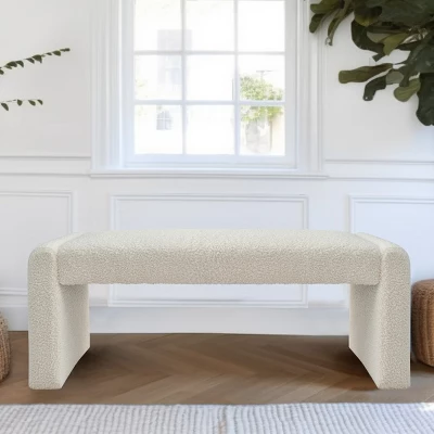 Kaia 47" Minimalist Aesthetic Look Teddy Waterfall Upholstered Bench-The Pop Maison 8 Kaia 47" Minimalist Aesthetic Look Teddy Waterfall Upholstered Bench-The Pop Maison - Image 8