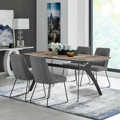 5pc Andes And Quartz Rectangular Dining Set Gray - Armen Living 1 5pc Andes And Quartz Rectangular Dining Set Gray - Armen Living