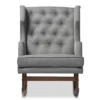 Iona Mid - Century Retro Modern Fabric Upholstered Button - Tufted Wingback Rocking Chair - Gray - Baxton Studio