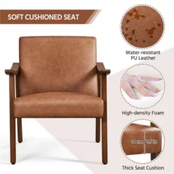 Yaheetech Modern Faux Leather Upholstered Armchair Accent Chair With Solid Wood Legs -Baxton Studio Store GUEST 8e4818bb 6030 4a53 a616 6a9af56bd05d
