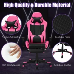 Costway Gaming Chair Massage Reclining Racing Office Computer Chair With Footrest Pink 16 Costway Gaming Chair Massage Reclining Racing Office Computer Chair With Footrest Pink -Baxton Studio Store GUEST 8f57e346 101d 4e16 bde2 4a6b4277b774