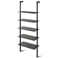 Costway 5-Tier Ladder Shelf Wood Wall Mounted Bookshelf W/Metal Frame Display Shelf -Baxton Studio Store GUEST 90d62d8c c9a9 45e1 9bb3 e657ec771654
