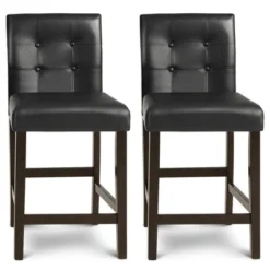 Costway Set Of 2 Bar Stools 25inch Counter Height Barstool Pub Chair Rubber Wood Black -Baxton Studio Store GUEST 913a4d8d 7218 429b a422 98055e633d64