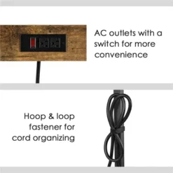 Yaheetech 5-Tier 56" H Baker’s Rack With Wire Basket & Power Outlets, Rustic Brown -Baxton Studio Store GUEST 914a69db e2fd 4c7b b7ca f7920bd901a2