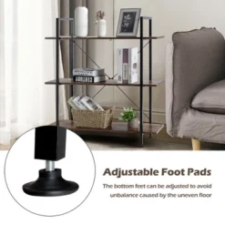 Costway 3-Tier Bookshelf Industrial Bookcase Display Shelf Storage Rack Rustic Brown -Baxton Studio Store GUEST 917a37a6 faea 459e 9e80 831d3d0dda51