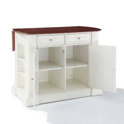 Drop Leaf Breakfast Bar Top Kitchen Island - White - Crosley