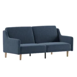 Emma And Oliver Plush Padded Upholstered Split Back Sofa Futon With Smooth Curved Removable Arms And Wooden Legs -Baxton Studio Store GUEST 9273ed28 1d10 491a 8431 2c7b3d39bd70