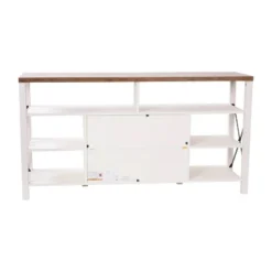 60" Brayden Modern Farmhouse TV Stand For TVs Up To 64" With Storage Cabinets White/Rustic Oak - Taylor & Logan -Baxton Studio Store GUEST 92b397c9 b454 4e9c 9e44 4047c914c3f4