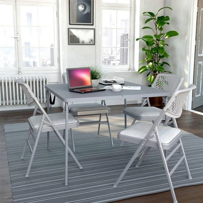 38.5" Fold In Half Multi-Purpose Card Table With Handle Gray - Room & Joy 3 38.5" Fold In Half Multi-Purpose Card Table With Handle Gray - Room & Joy - Image 3