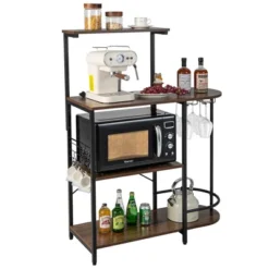 Costway Kitchen Bakers Rack Microwave Stand Coffee Bar W/ S-Hooks & Stemware Holder 17 Costway Kitchen Bakers Rack Microwave Stand Coffee Bar W/ S-Hooks & Stemware Holder -Baxton Studio Store GUEST 93039e46 45b5 4d43 b50a 1c9a56c6110d