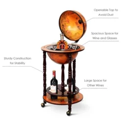 Costway 17.5'' Wood Globe Wine Bar Stand 16th Century Italian Rack Liquor Bottle Shelf -Baxton Studio Store GUEST 93fee590 6732 44e8 8c8a e0ebace9ca7f