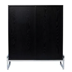 Henstinger Double Door Bar Cabinet Black/Chrome - Aiden Lane -Baxton Studio Store GUEST 947d644a e0aa 4a3c 9232 e41e112a3276