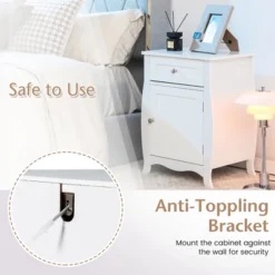 Costway Nightstand With Drawer Cabinet Curved Legs Sofa Side End Accent Table White -Baxton Studio Store GUEST 961d39cb 96bc 4a05 a122 a4c55a8155cf