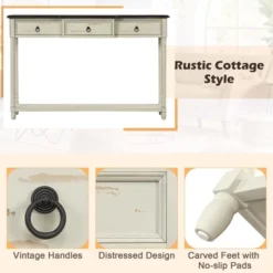 Costway Farmhouse Console Table Entryway Sideboard With 3 Drawers & Open Storage Shelf 16 Costway Farmhouse Console Table Entryway Sideboard With 3 Drawers & Open Storage Shelf -Baxton Studio Store GUEST 97d1e227 8cbb 4ebf 8e57 d9a61432140d