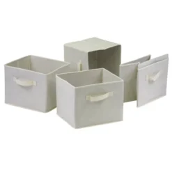 5pc Verona Storage Shelf With Folding Fabric Baskets Walnut/Beige - Winsome -Baxton Studio Store GUEST 98c870cc d259 422b 8dc4 1f45a34431bc