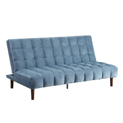 76" Yolandi Futon Teal Velvet/Dark Walnut Finish - Acme Furniture 2 76" Yolandi Futon Teal Velvet/Dark Walnut Finish - Acme Furniture - Image 2