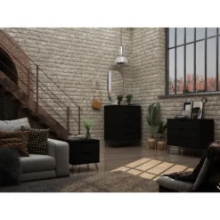 3pc Rockefeller Dresser And Nightstand Set - Manhattan Comfort