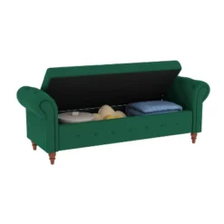 Cecily 63" Button-Tufted Large Storage Ottoman Upholstered Velvet Bench Features Rolled Arms, Window Seating, And Solid Wood Legs-Maison Boucle -Baxton Studio Store GUEST 9a5ac382 5371 4496 913f fb1583461173