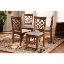 Set Of 4 Mael Fabric Upholstered Wood Dining Chairs Gray/Walnut - Baxton Studio -Baxton Studio Store GUEST 9a9381fe d5ac 4f58 9f1e fb9aa1437fa9