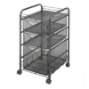Steel Onyx Mesh File Cart With 1 File Drawer And 2 Small Drawers In Black-Safco