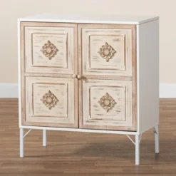 Favian Two-Tone Wood And Metal 2 Door Sideboard Dining Cabinet White/Weathered Brown - Baxton Studio -Baxton Studio Store GUEST 9ae8c33f d2d0 4068 bde2 516d324894b6