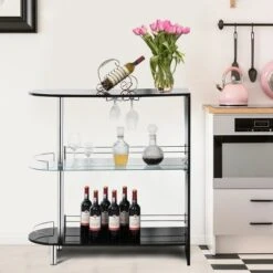 Costway Wine Rack Unit W/Tempered Glass Shelf & Glass Holders Glossy Black 11 Costway Wine Rack Unit W/Tempered Glass Shelf & Glass Holders Glossy Black -Baxton Studio Store GUEST 9aec0ab5 449c 4958 b1dd 2e662e6dae4a