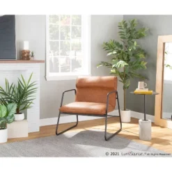 Casper Armchair Leather/Steel Black/Camel Brown - LumiSource -Baxton Studio Store GUEST 9b042d33 a221 4c6a 990c 11f0afaeed09