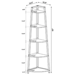 63" Jacksonville 5 Shelf Corner Bookcase With Black Frame Walnut - Coaster -Baxton Studio Store GUEST 9b2a44ad ece9 46be b91d 820425dea4d8
