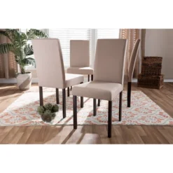 Set Of 4 Andrew Contemporary Espresso Wood Finish Fabric Dining Chairs Beige - Baxton Studio 7 Set Of 4 Andrew Contemporary Espresso Wood Finish Fabric Dining Chairs Beige - Baxton Studio -Baxton Studio Store GUEST 9b6028db 0ea8 4532 929c 88f250ae16a5