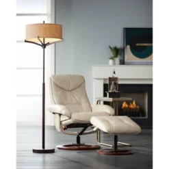 BenchMaster Newport Taupe Faux Leather Recliner Chair Modern Armchair Ottoman Footrest Ergonomic Manual Reclining Swivel For Bedroom Living Room Home -Baxton Studio Store GUEST 9caf0e93 3c47 49cb b545 29fc3717061d