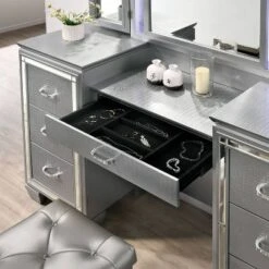 2pc Mallery Vanity Set With Stool Silver - HOMES: Inside + Out -Baxton Studio Store GUEST 9d2b5304 3090 4636 b1a3 0c8a86c1e07b