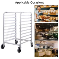 Costway 10 Sheet Aluminum Bakery Rack Silver Commercial Cookie Bun Pan Kitchen W/Wheel -Baxton Studio Store GUEST 9d7c1098 ba01 4da5 9fc0 653f51aeeb17