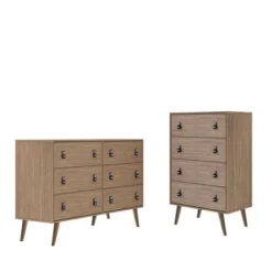 Set Of 2 Amber 6 Drawer Double Wide Dresser And 4 Tall Drawer Dresser - Manhattan Comfort -Baxton Studio Store GUEST 9e01354c 0c8a 4eb3 bfcb e5bfd1b4c2d6