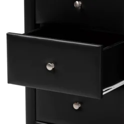 Tessa Faux Leather Upholstered 3 Drawer Nightstand Black - Baxton Studio 11 Tessa Faux Leather Upholstered 3 Drawer Nightstand Black - Baxton Studio -Baxton Studio Store GUEST 9f46601e 819f 478a a594 00251b269c59