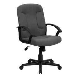 Emma And Oliver Mid-Back Fabric Executive Swivel Office Chair With Nylon Arms -Baxton Studio Store GUEST 9f842cd8 23ef 44cd bca7 9b73b6db6d5f