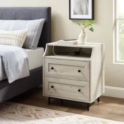 Transitional 2 Drawer Nightstand With USB Port - Saracina Home -Baxton Studio Store GUEST a0442379 71fe 4ddb 9713 9cd9baec327f