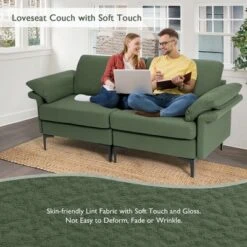 Costway Modern Loveseat Fabric 2-Seat Sofa Couch For Small Space W/Metal Legs Army 13 Costway Modern Loveseat Fabric 2-Seat Sofa Couch For Small Space W/Metal Legs Army -Baxton Studio Store GUEST a04c77b1 b9b6 462f a01b 79d27e1c1ae3